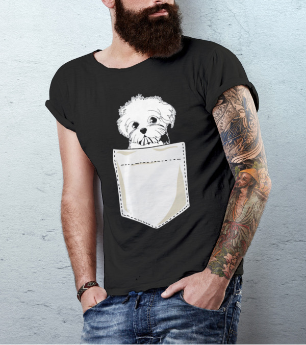 Best For Christmas Maltese Dog In Pocket T-Shirt