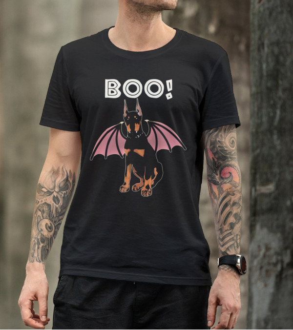 BOO Doberman With Bat Wings T-Shirt