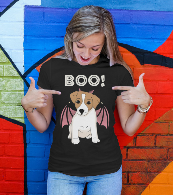 BOO Jack Russell Terrier With Bat Wings T-Shirt