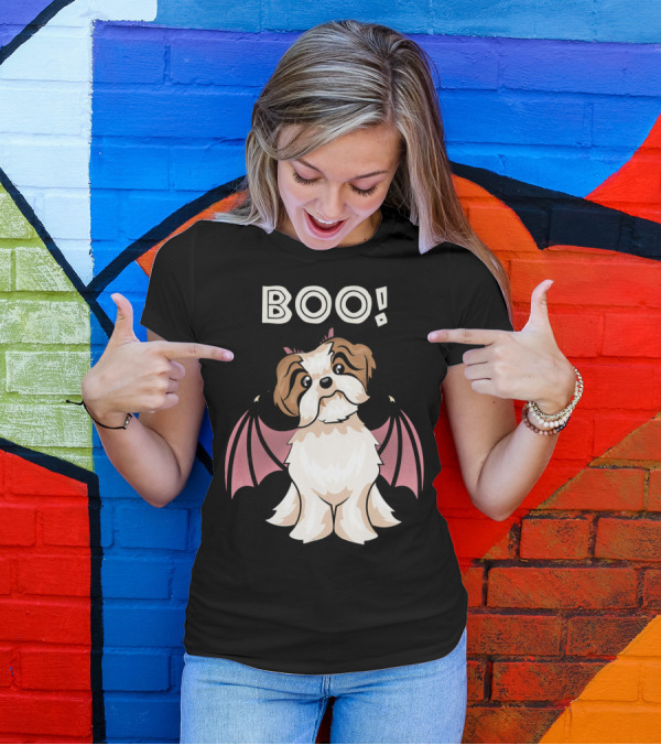 BOO Shih Tzu With Bat Wings T-Shirt