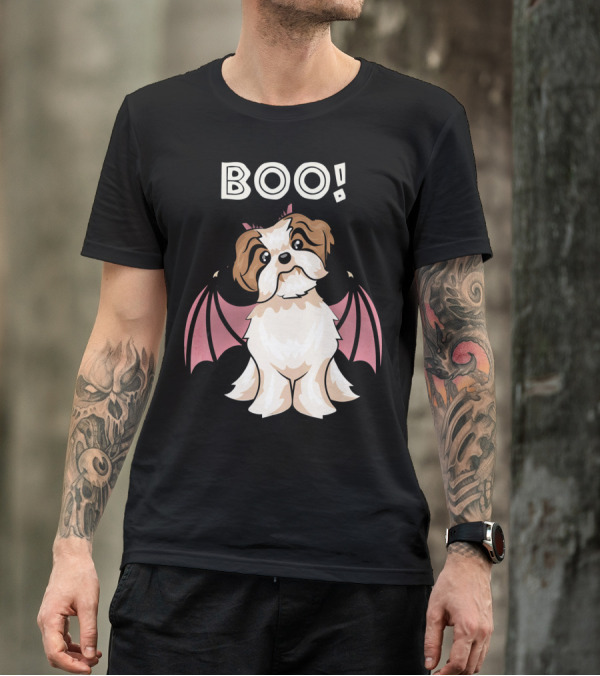 BOO Shih Tzu With Bat Wings T-Shirt