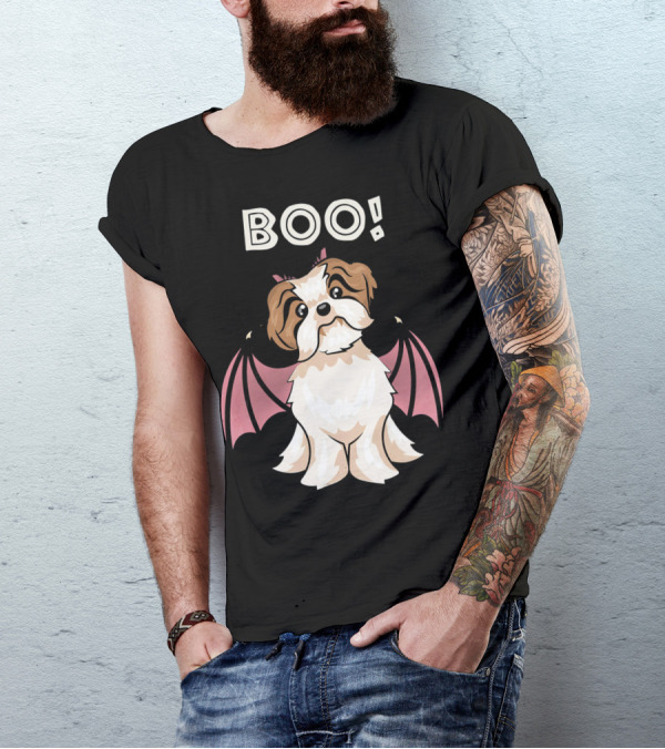 BOO Shih Tzu With Bat Wings T-Shirt