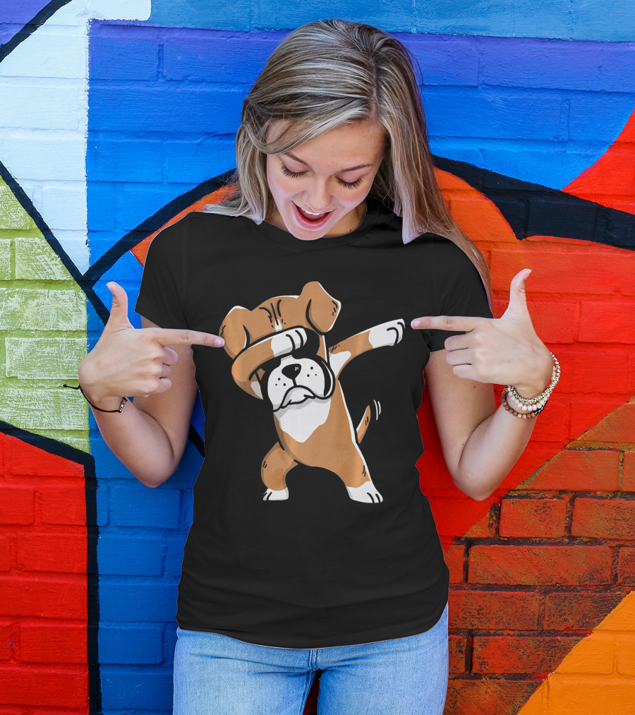 Kids Funny Dabbing Boxer Dog T-Shirt