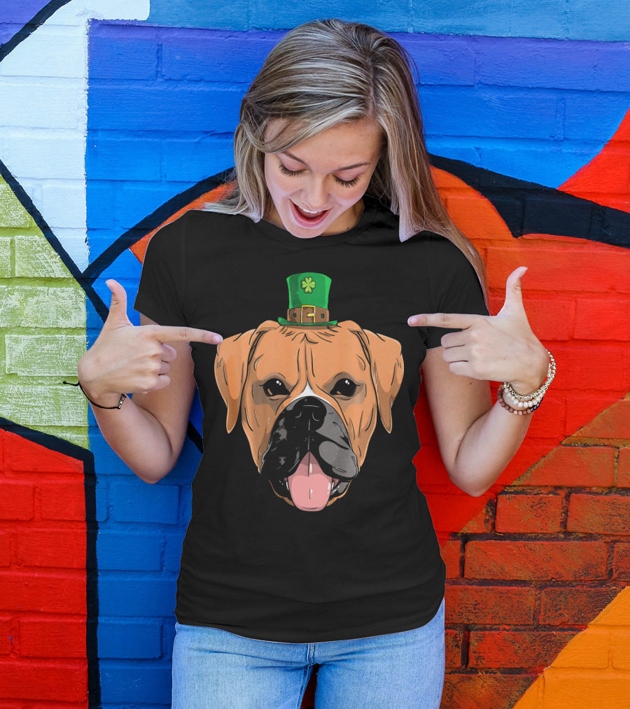 Boxer Dog St Patricks Day Leprechaun Puppy With Hat T-Shirt
