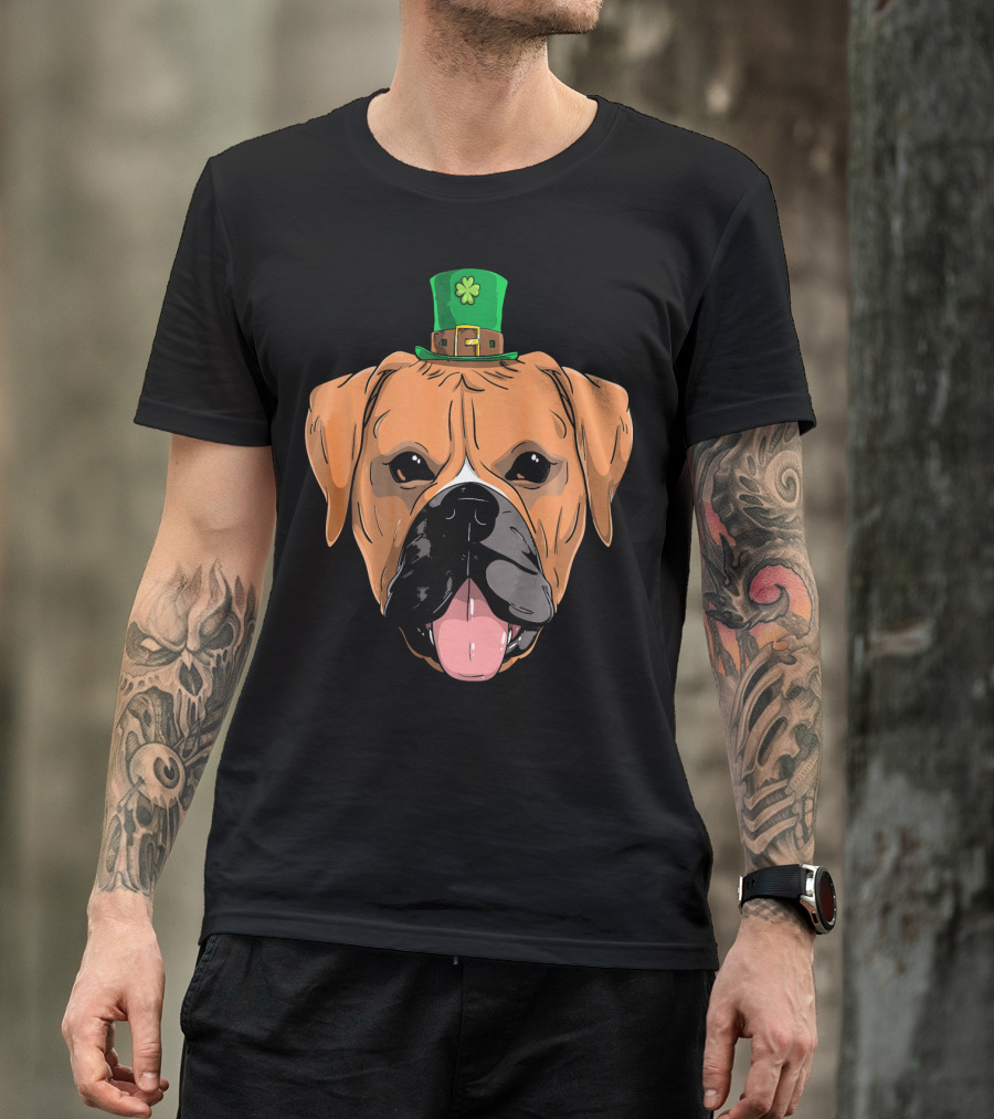 Boxer Dog St Patricks Day Leprechaun Puppy With Hat T-Shirt