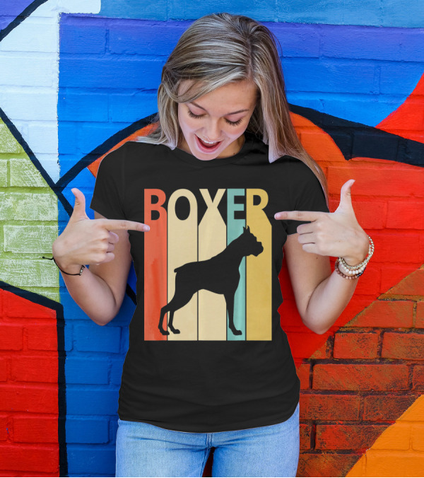 Boxer Retro Style Silhouette For Dog Dad Or T-Shirt