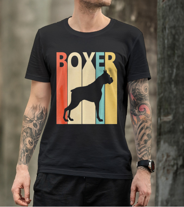 Boxer Retro Style Silhouette For Dog Dad Or T-Shirt
