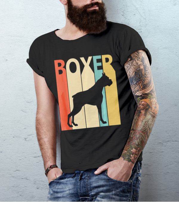 Boxer Retro Style Silhouette For Dog Dad Or T-Shirt