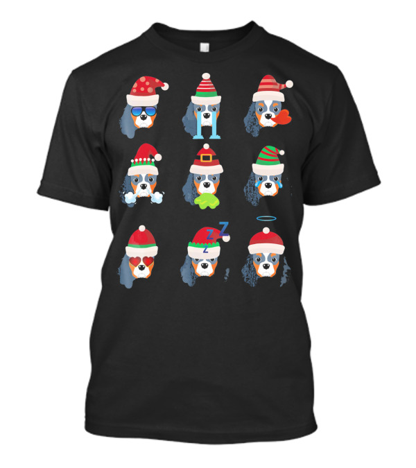 CAVALIER KING CHARLES SPANIEL CHRISTMAS SANTA HATS HOLIDAY EXPRESSIONS T-Shirt