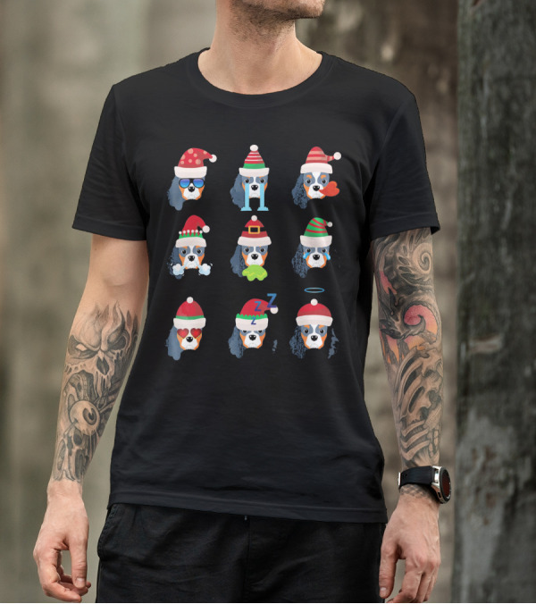 CAVALIER KING CHARLES SPANIEL CHRISTMAS SANTA HATS HOLIDAY EXPRESSIONS T-Shirt