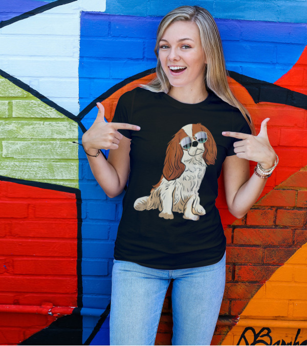 Cavalier King Charles Spaniel Dog With Sunglasses T-Shirt