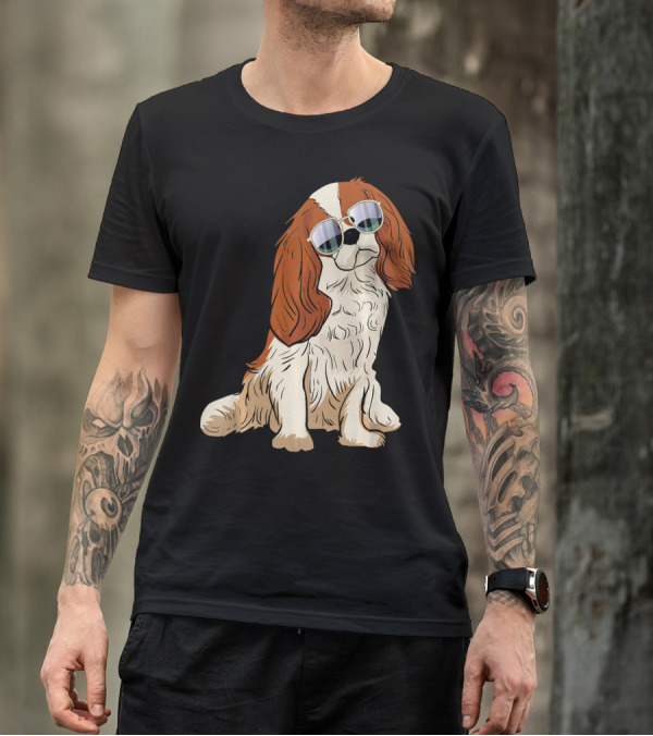 Cavalier King Charles Spaniel Dog With Sunglasses T-Shirt