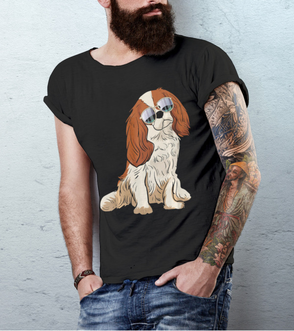 Cavalier King Charles Spaniel Dog With Sunglasses T-Shirt