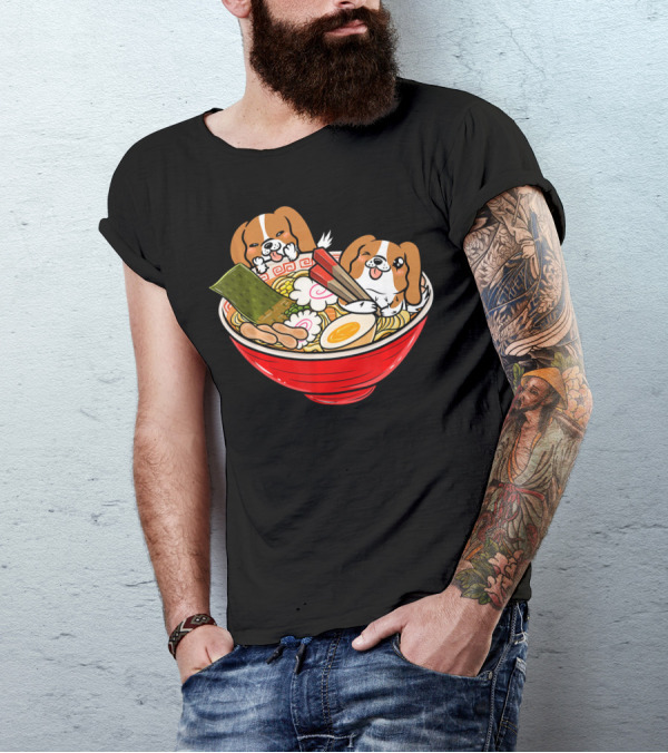 Cavalier King Charles Spaniel Kawaii Japanese Ramen Bowl T-Shirt