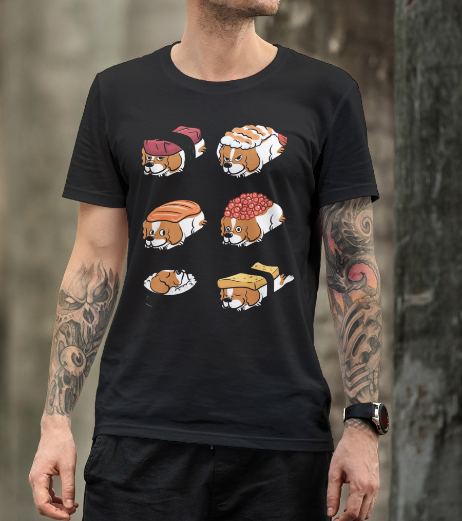 Cavalier King Charles Spaniel Nigiri Sushi Roll Variations T-Shirt