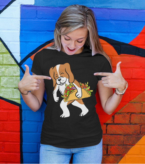 Cavalier King Charles Spaniel Carrying Taco With Vegetables T-Shirt