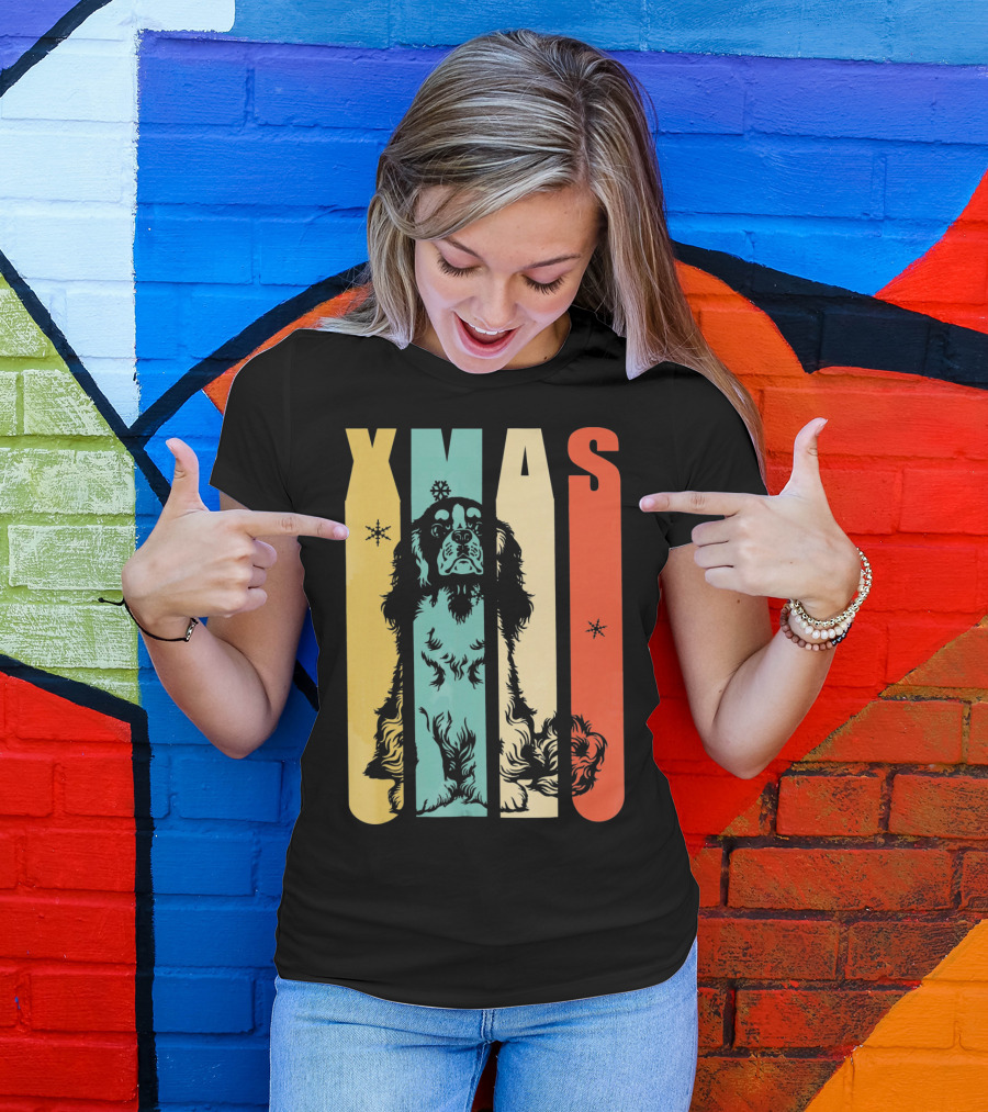 Xmas Cavalier King Dog Vintage T-Shirt