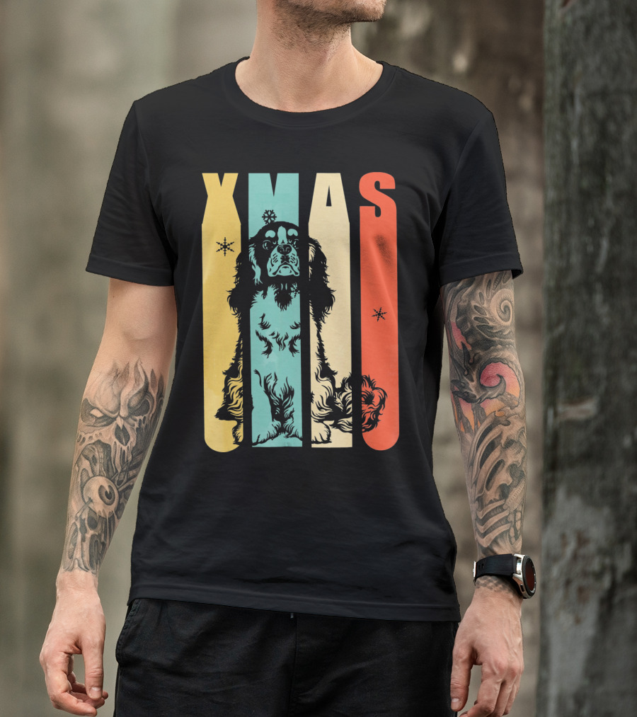 Xmas Cavalier King Dog Vintage T-Shirt