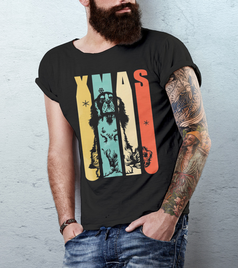 Xmas Cavalier King Dog Vintage T-Shirt