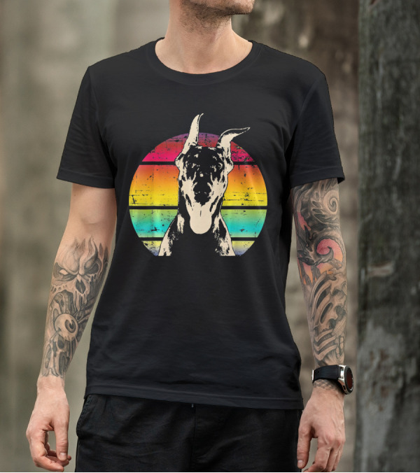 Retro Sunset Doberman Pinscher T-Shirt