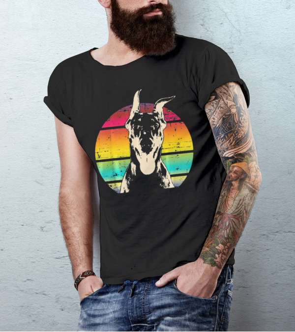 Retro Sunset Doberman Pinscher T-Shirt