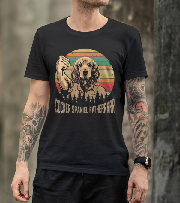 Cocker Spaniel Fatherrrr Retro Dog T-Shirt