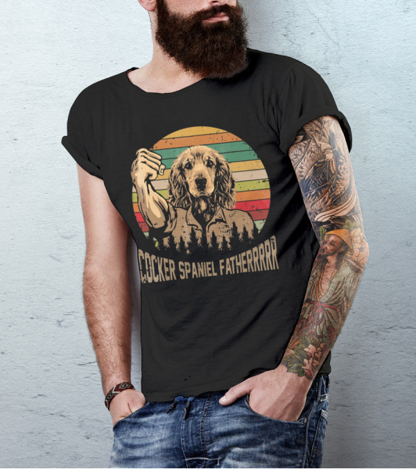 Cocker Spaniel Fatherrrr Retro Dog T-Shirt