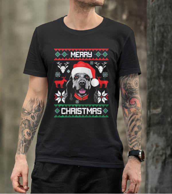 Merry Christmas Cocker Spaniel Dog Santa Hat Retro Holiday T-Shirt