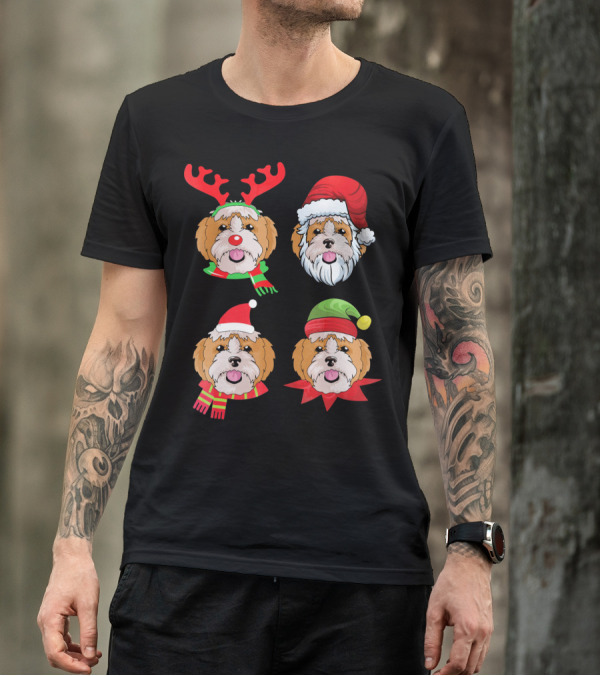 Cute Shih Tzu Christmas Santa Dog Reindeer Holiday Hats T-Shirt