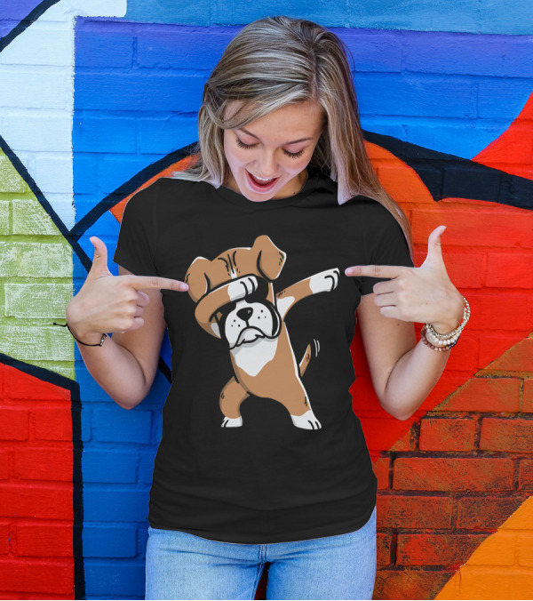 Dab Boxer Dog Hooded Boxer Dab Pose Dog T-Shirt