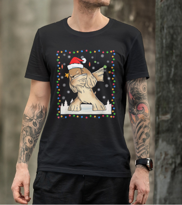 Dabbing Cocker Spaniel Santa Christmas Light T-Shirt