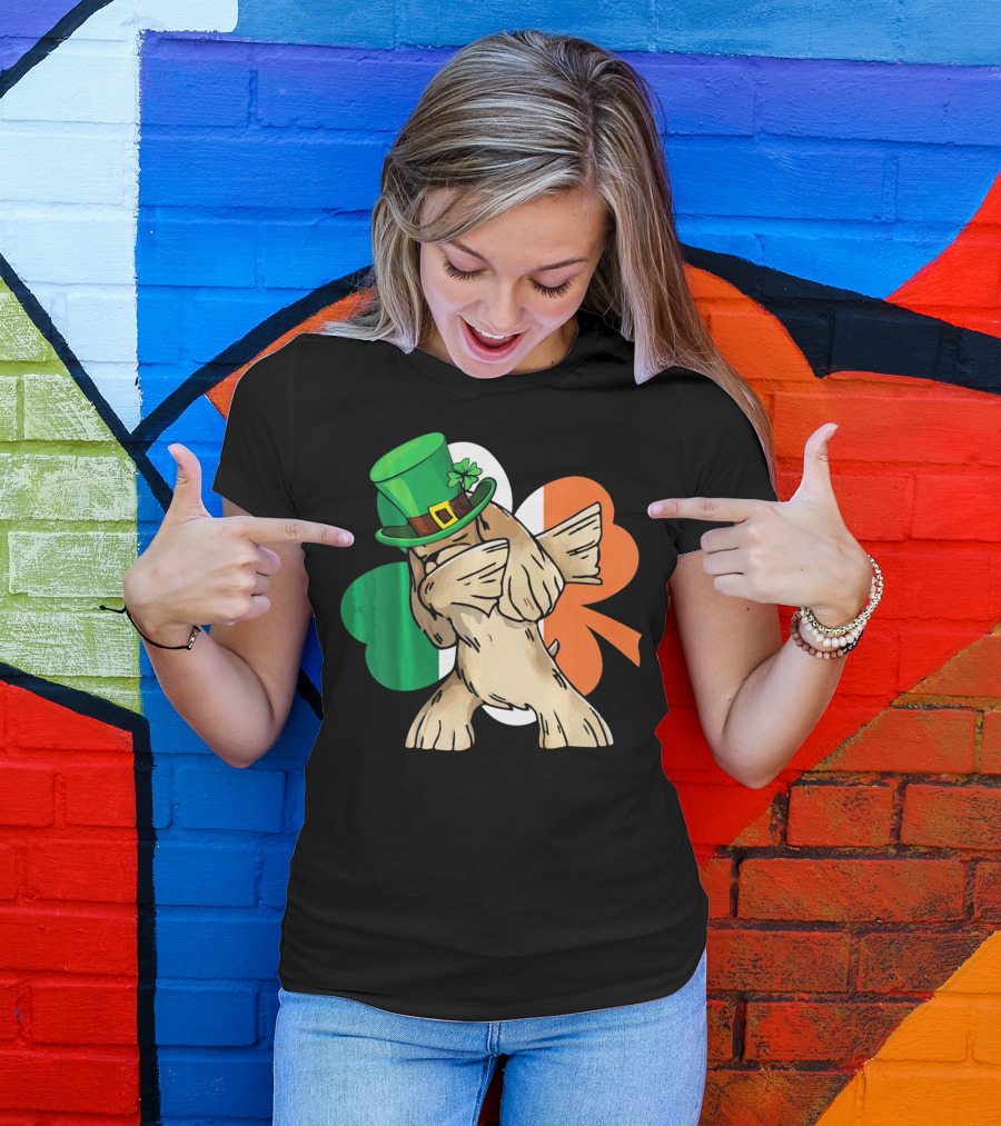 Dabbing Cocker Spaniel Irish Flag Shamrock St. Patrick's Day T-Shirt
