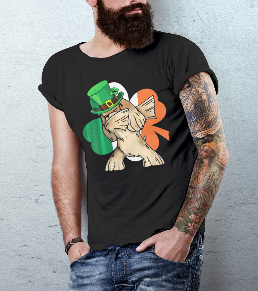 Dabbing Cocker Spaniel Irish Flag Shamrock St. Patrick's Day T-Shirt