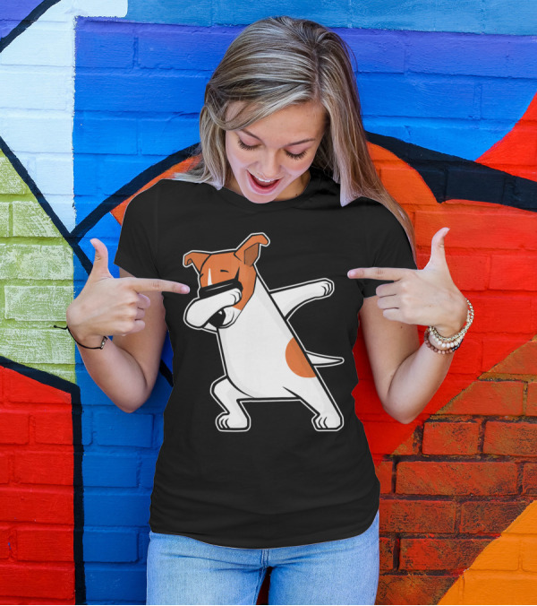 Jack Russell Dog Doing The Dab Dance Funny Cute T-Shirt