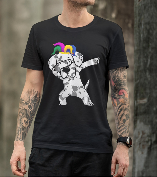 Dabbing Great Dane Jester Hat Mardi Gras Dance Fun T-Shirt