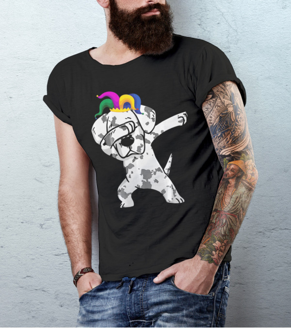Dabbing Great Dane Jester Hat Mardi Gras Dance Fun T-Shirt