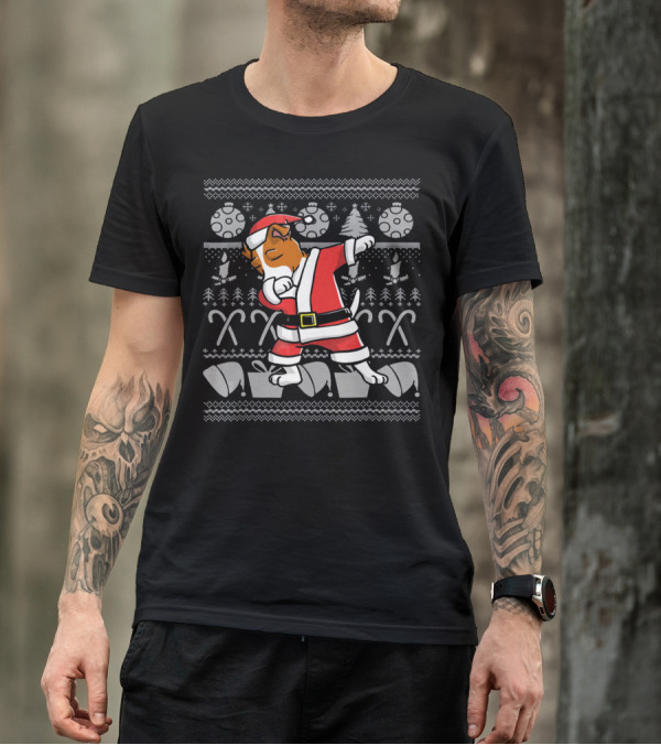 Dabbing Jack Russell Terrier Santa Ugly Christmas T-Shirt