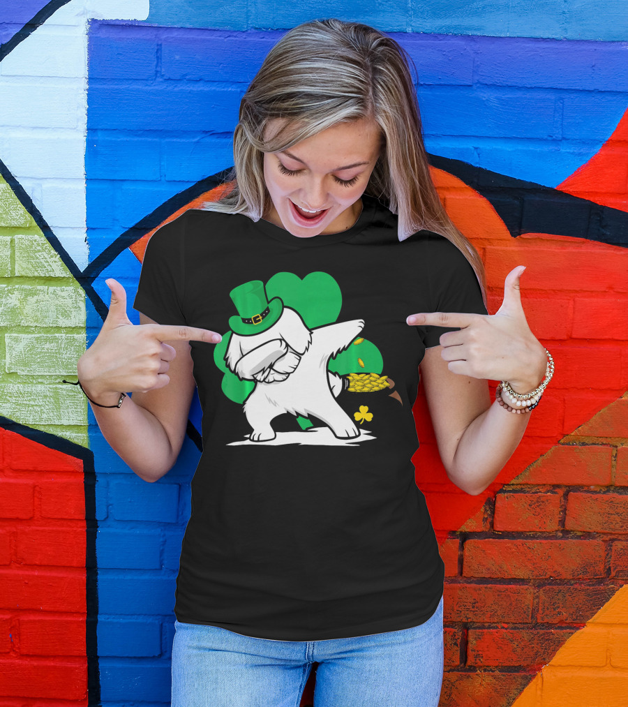 Maltese Dog Dabbing Leprechaun Dance St Patricks Day T-Shirt