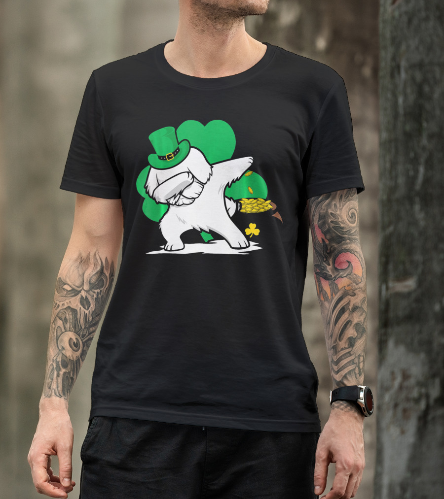 Maltese Dog Dabbing Leprechaun Dance St Patricks Day T-Shirt