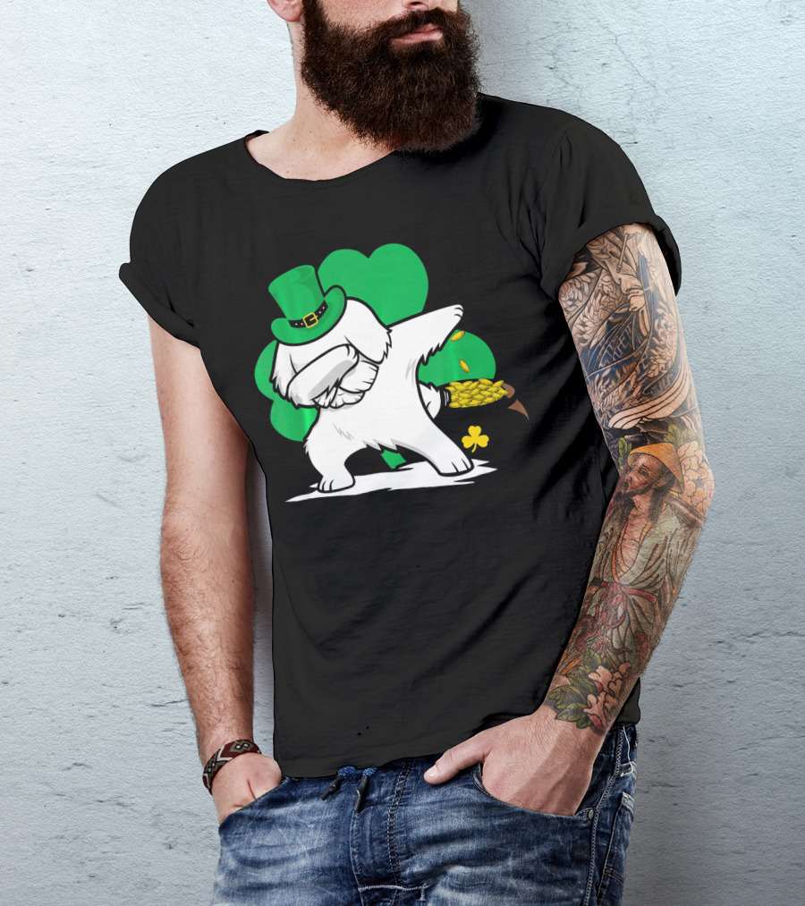 Maltese Dog Dabbing Leprechaun Dance St Patricks Day T-Shirt