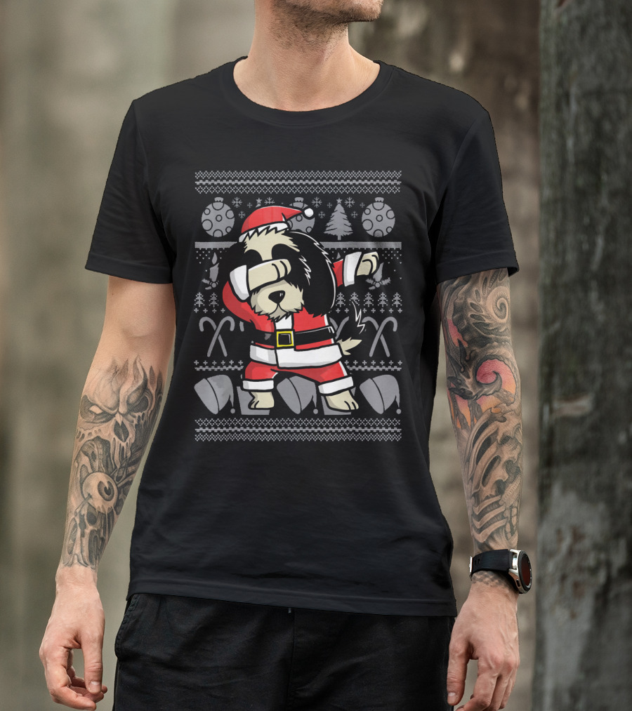 Santa Dabbing Shih Tzu Dog Ugly Christmas T-Shirt