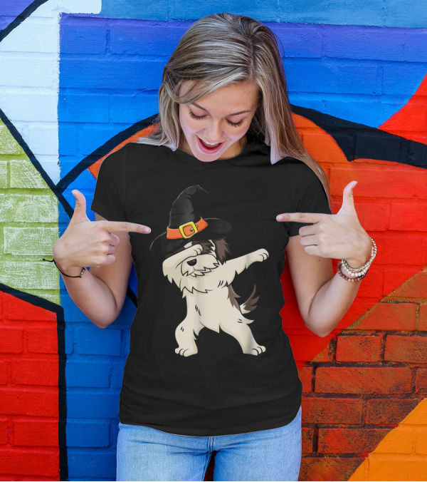 Dabbing Shih Tzu In Witch Hat Halloween T-Shirt