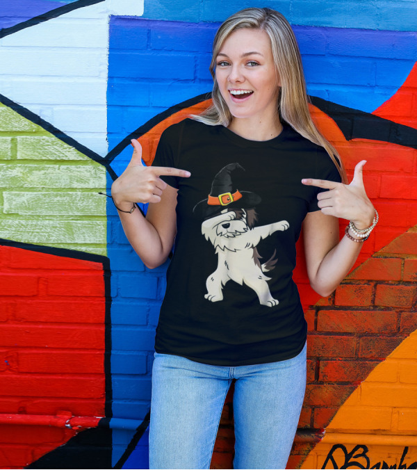 Dabbing Shih Tzu In Witch Hat Halloween T-Shirt