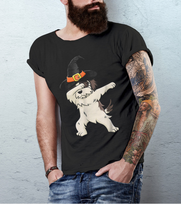 Dabbing Shih Tzu In Witch Hat Halloween T-Shirt