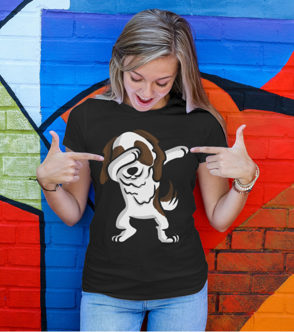 Dabbing Shih Tzu Dog Dab Pose Cartoon T-Shirt