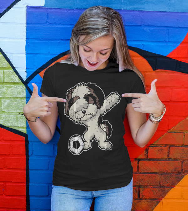 Dabbing Shih Tzu Soccer Dog With Ball T-Shirt