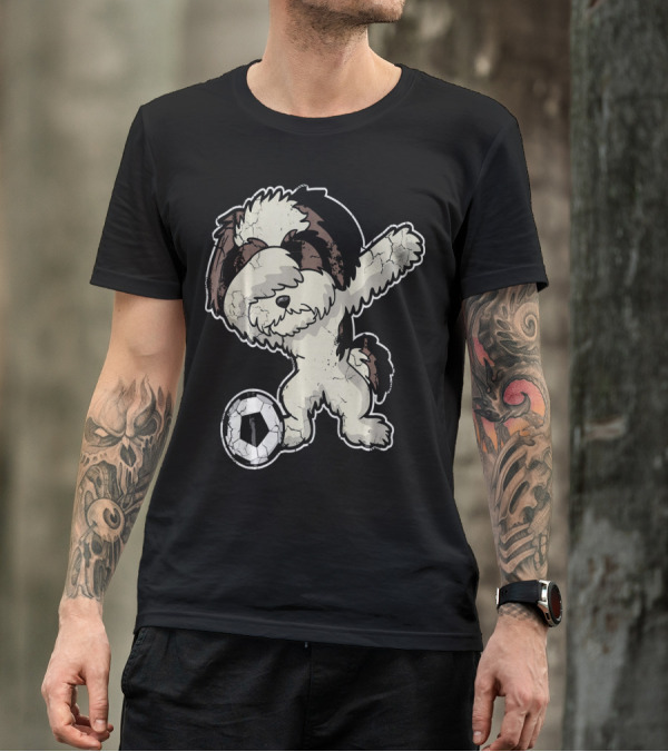 Dabbing Shih Tzu Soccer Dog With Ball T-Shirt