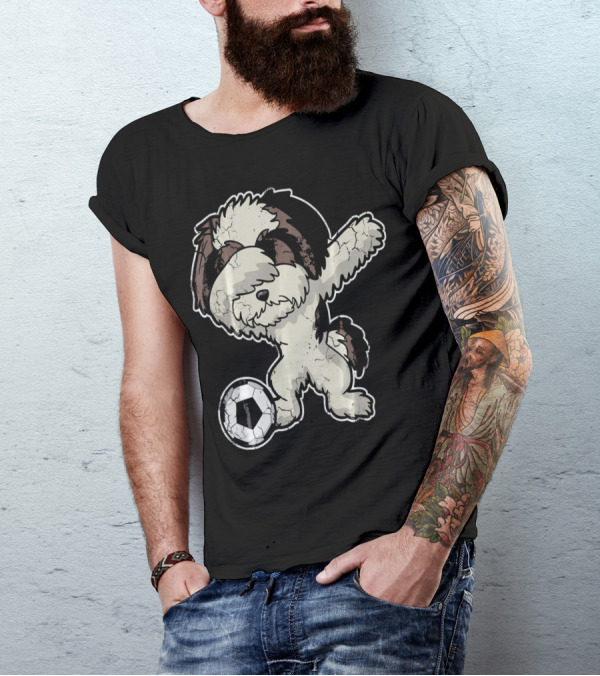 Dabbing Shih Tzu Soccer Dog With Ball T-Shirt
