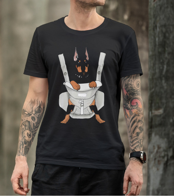 Carrier Doberman With Cartoon Baby Harness T-Shirt