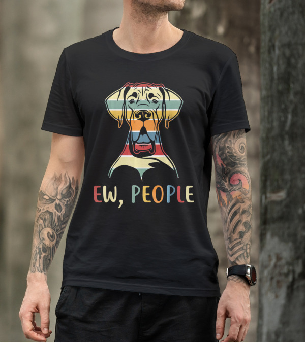Ew People Funny Great Dane Striped Retro T-Shirt